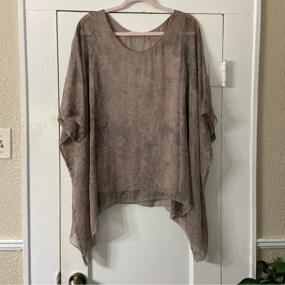 Soft Surroundings Floral Silk Sheer Overlay W/Attached Stretchy Camisole - Picture 1 of 8